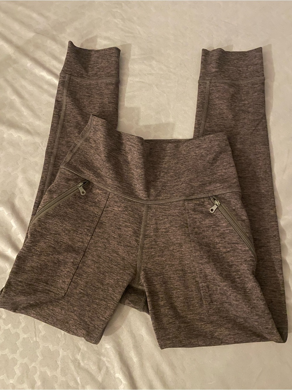 Offline by Aerie Women's Heathered Mauve Gray Leggings with Zip Pockets